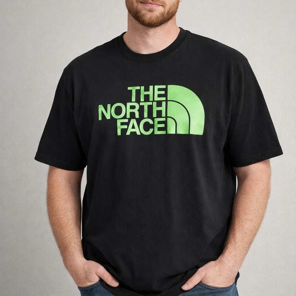 The North Face Black Tee with Lime Green Logo